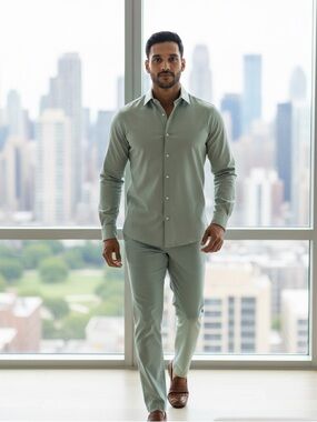 EUC - Alexander Julian Colours Men’s Green Long Sleeve Button Down Shirt- Size L